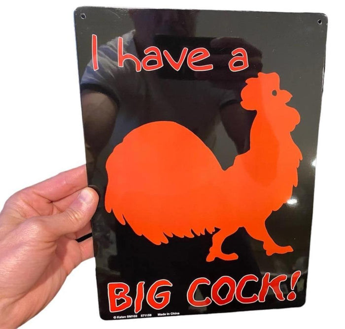 I HAVE A BIG COCK METAL TIN SIGN - Adult Gag Joke Office Bar Mancave Kitchen