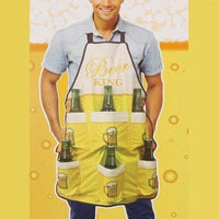 The Beer Apron King Apron - ¡Tiene capacidad para 6 cervezas! Divertido regalo novedoso de la cueva del hombre de verano para barbacoa