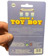 The packaging for the "Grow Your Own BOY TOY Boyfriend Sugar Daddy - This Hunk of a Man!" gag joke gift includes instructions and safety warnings for adult use. Enjoy the playful fun of watching your very own Grow Your Own Boy Toy Boyfriend come to life.