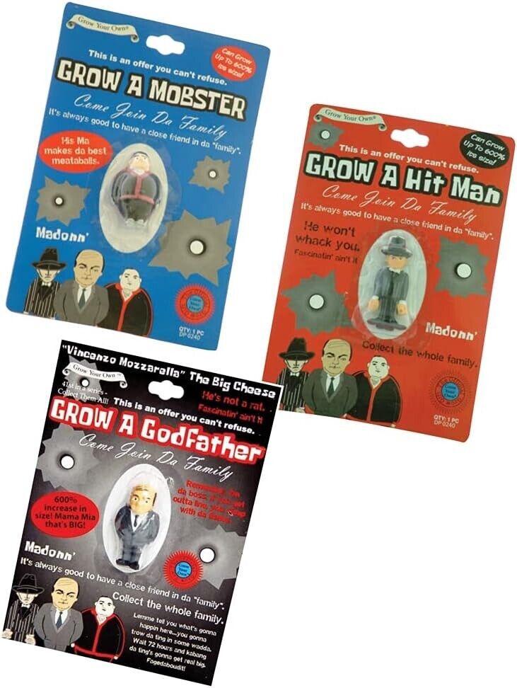 CONJUNTO DE 3 Haz crecer a tu propio padrino - Mobster - Hit Man Set - Divertida broma de broma Novedad