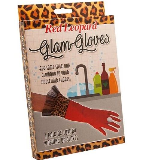 Guantes de látex de lujo con diseño de leopardo rojo, guantes de látex para lavado del hogar, limpieza de cocina