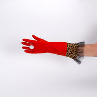 RED LEOPARD Luxury Diamond Glam Latex Gloves Household Washing Cleaning Kitchen