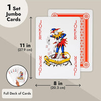 CARTES À JOUER DE TAILLE MASSIVE JUMBO - DECK COMPLET avec Jokers - Cartes de nouveauté amusantes