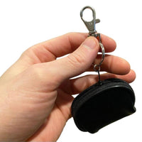 12  Black Faux Leather Pocket Zippered Key Chain Coin Money Bag Purse Pouch