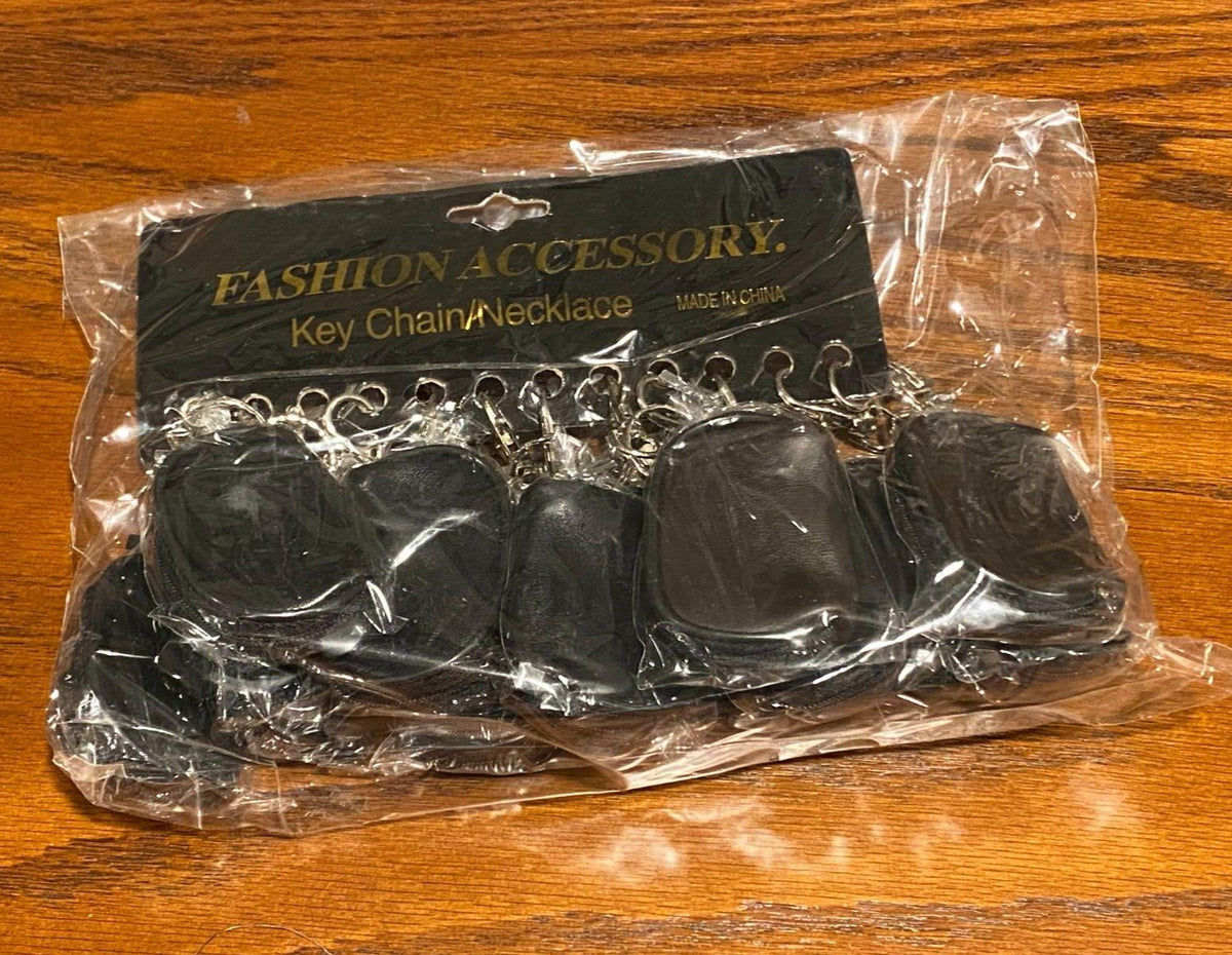 12  Black Faux Leather Pocket Zippered Key Chain Coin Money Bag Purse Pouch