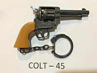 6 llaveros vintage de pistola con tapa de metal fundido a presión - surtido de fundición a presión de los años 80 