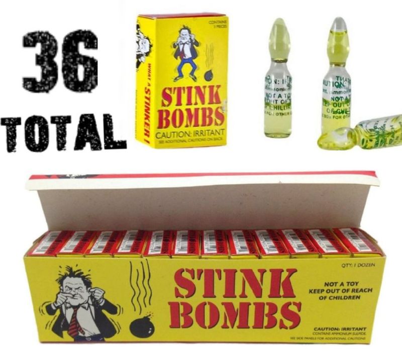 36 Stink Bombs Glass Vials (12 boxes of 3) - Smelly GaG Prank Joke