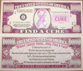 100 Breast Cancer Awareness collectible novelty money educational bills