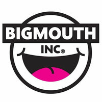 A circular logo featuring the bold text "Big Mouth Inc" includes a stylized face with an open mouth and a visible pink tongue, capturing the playful essence of their gag gifts, such as the ARMY MILITARY Willy Warmer Weiner Weener Knitted Sock - Adult GaG Joke Gift.