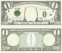 100 cero $ ~ 0,00 billetes de dólar de dinero ~ DIVERTIDO Novedad broma broma sin valor