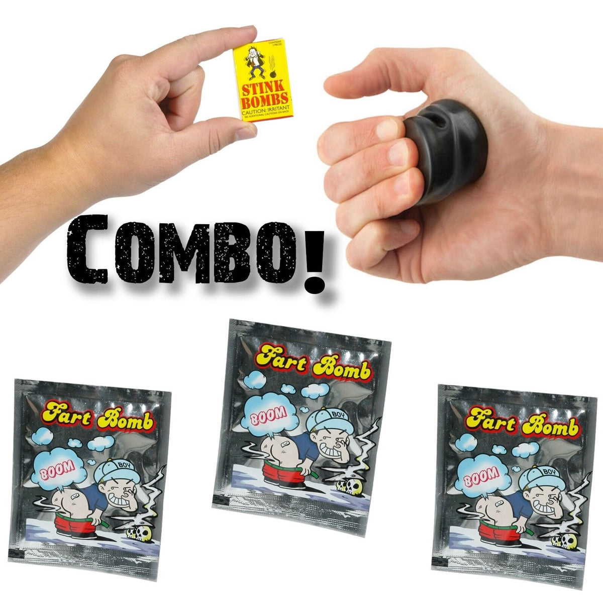 3 bombas fétidas + 3 bolsas de bombas de pedos + 1 Le Tooter Farting Pooter ~ ¡OFERTA COMBINADA!