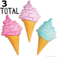 3 cornets de crème glacée gonflables ~ 36 pouces ~ Ensemble de fête d'anniversaire Wonka CandyLand