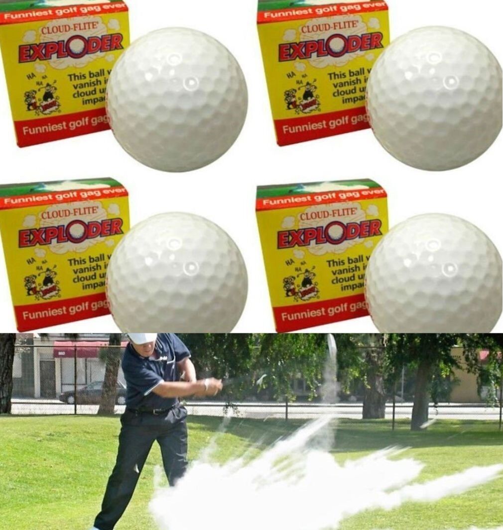 4 Exploding Golf Balls ~ Explodes into Cloud Smoke ~  Gag Prank Joke Trick