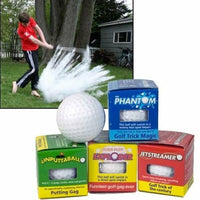 4 Assorted Trick Prank Golf Balls ~ Exploding,Wobble,Mist,Streamer (1 of each)