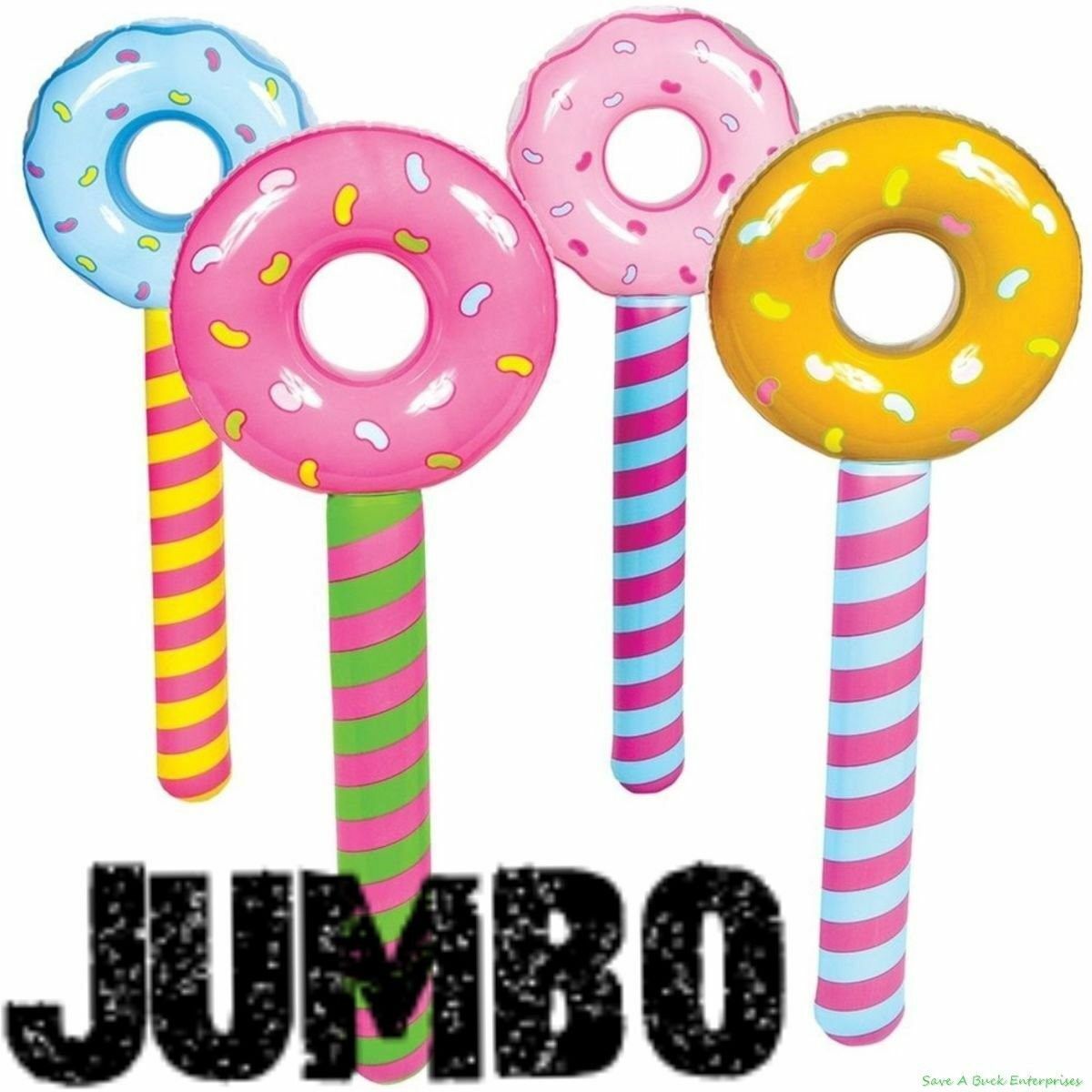 4 JUMBO ~ Inflatable Donut Lollipop Wonka CANDYLAND Inflate Pool Float Party Toy