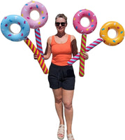 4 JUMBO ~ Inflable Donut Lollipop Wonka CANDYLAND Inflar Piscina Flotador Fiesta Juguete