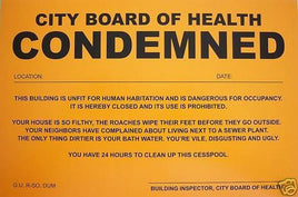 Humiliating Prank Sign - BOARD OF HEALTH - CONDEMNED