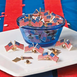 24 Patriotic USA Flag American Double Flag Clutch Pins