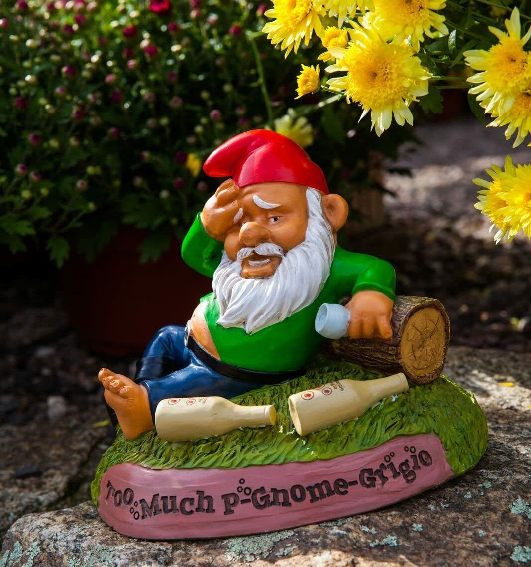 The Hungover Drunk Garden Gnome - Funny Outdoor Statue - BigMouth Inc