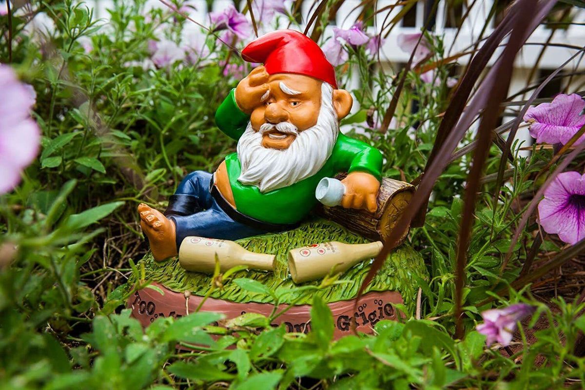 The Hungover Drunk Garden Gnome - Funny Outdoor Statue - BigMouth Inc