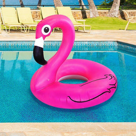 Flotteur gonflable géant de piscine de flamant rose, radeau gonflable de 4 pieds de large, jouets à grande bouche
