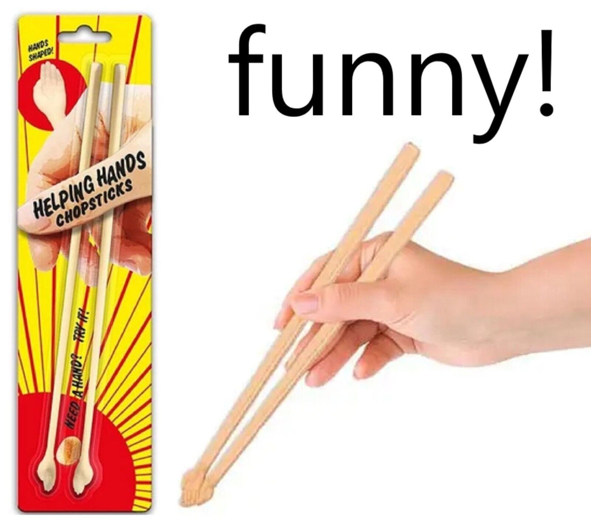 Helping Hands Chopsticks -  Reusable Plastic Tiny Hands - Trick GaG Joke Novelty