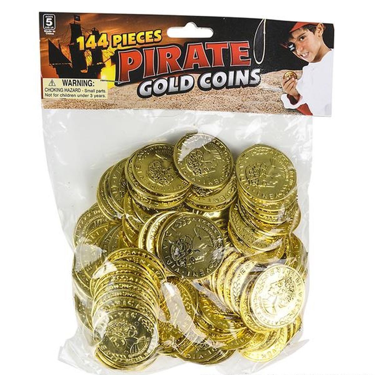 144 MONEDAS DE ORO DE PLÁSTICO COFRE DEL TESORO PIRATA DINERO DE JUEGO REGALOS PARA FIESTA DE CUMPLEAÑOS