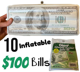 10 Giant Party Inflatable $100 Hundred Dollar Money Bills - Gag Joke Fun Toys