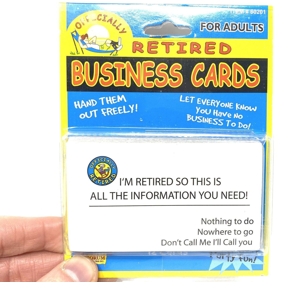 12pk Cartes de visite pour retraités - Over The Hill - Funny GaG Joke Gift