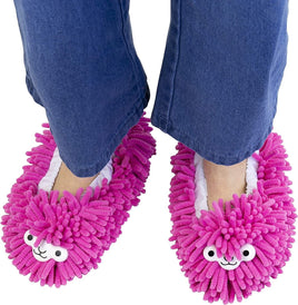 Pink Llama Cleaning Slippers - Cute Soft & Fuzzy Gift - One size fits all