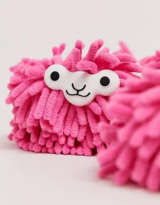 Pink Llama Cleaning Slippers - Cute Soft & Fuzzy Gift - One size fits all