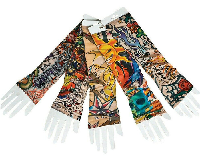 12 TATTOO T Shirt Sleeve Temporary Tattoo Nylon Sleeves Halloween Party Costume