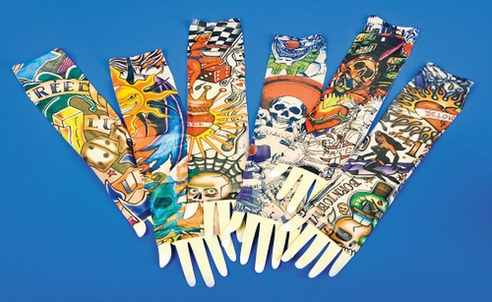 12 TATTOO T Shirt Sleeve Temporary Tattoo Nylon Sleeves Halloween Party Costume