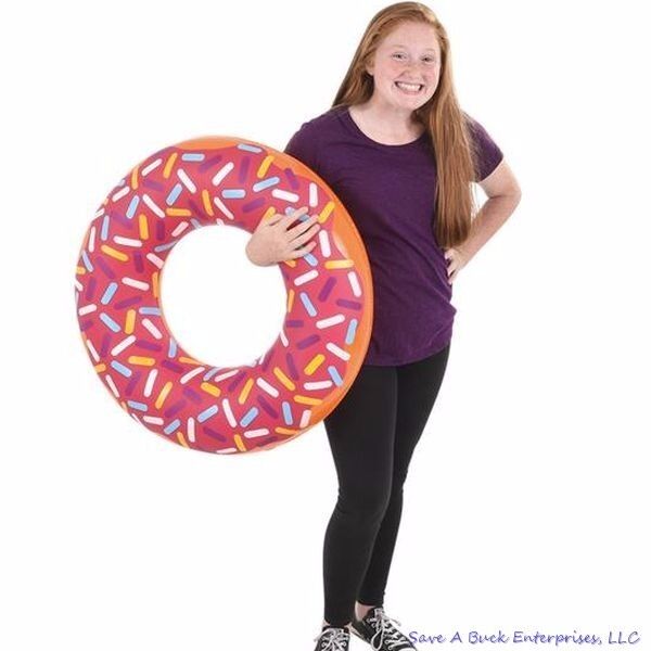 4 Assorted 32" Sprinkle Donut Inflatable Pool Party Decoration Float Blow Up