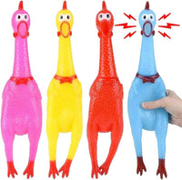 4 COLORES GRANDES 16 "POLLO DE GOMA SQUEAK Screaming Sound Squeeze Dog Toy Novedad