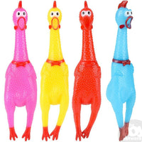 4 GRANDES COULEURS 16 "EN CAOUTCHOUC POULET SQUEAK Crier Son Squeeze Chien Jouet Nouveauté