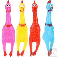 4 LARGE COLOR 16" RUBBER CHICKEN SQUEAK Screaming Sound Squeeze Dog Toy Novelty