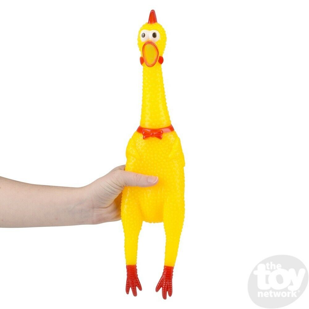 4 LARGE COLOR 16" RUBBER CHICKEN SQUEAK Screaming Sound Squeeze Dog Toy Novelty