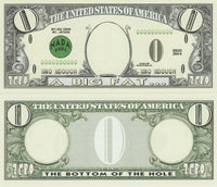 10 TOTAL - ZERO 0.00 Dollar Worthless Novelty Fake Play Bills - Funny Gag Joke