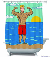 MUSCLE BUFF MAN - Funny Gag "Fill in Face" Shower Curtain - BigMouth Inc.