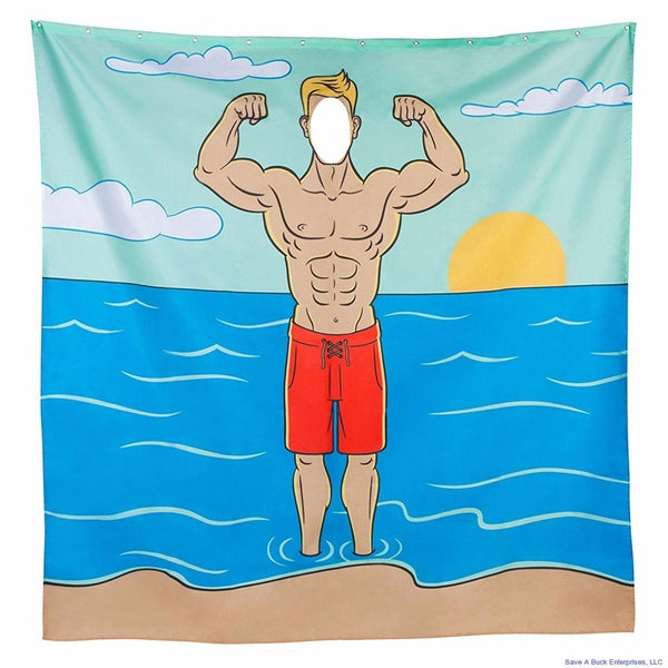 MUSCLE BUFF MAN - Rideau de douche Funny Gag "Fill in Face" - BigMouth Inc.