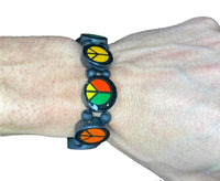 12 pulseras de madera con signo de la paz - pulseras elásticas - colores surtidos