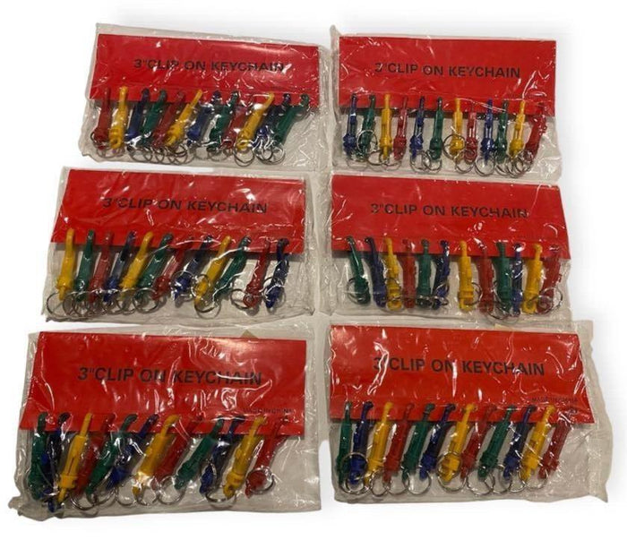 60 TOTAL 3" Inch Clip on Key Chains - couleurs assorties - Ensemble de lots en gros bon marché