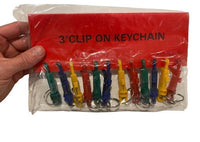 60 TOTAL 3" Inch Clip on Key Chains - assorted colors - wholesale lot