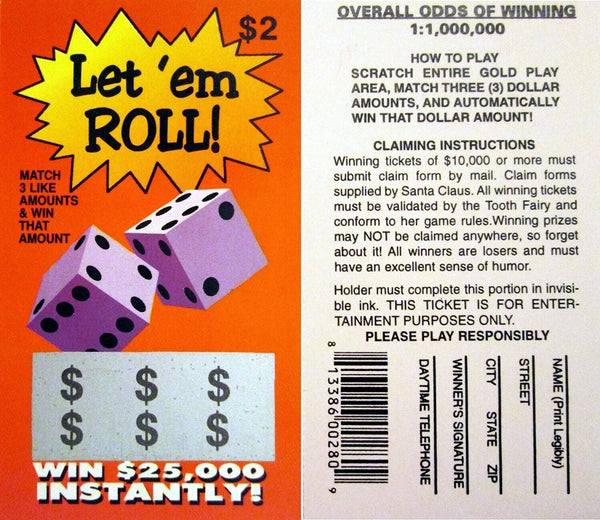 10 Fake Prank Lotto Tickets - Funny Lottery Evil Joke Set