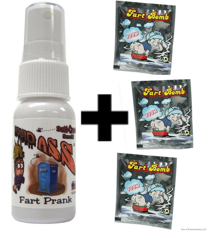 1 flacon vaporisateur liquide pour cul + 3 bombes à pet à odeur puante ~ (ENSEMBLE COMBO !)