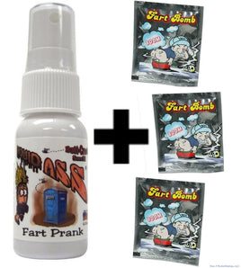 1 iquid Ass Spray Mister Bottle  +  3 Stink Smell Fart Bombs ~ (COMBO SET!)