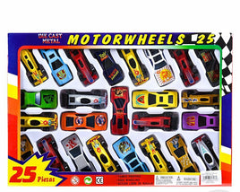 Juego de juguetes de coche de carreras de metal fundido a presión de 25 piezas de 2,75 pulgadas (estilos de tamaños de colores variados)