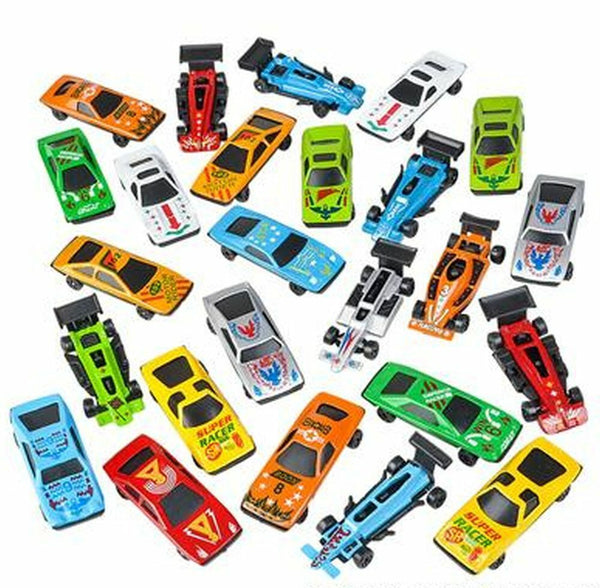 Ensemble de jouets de voiture de course en métal moulé sous pression, 25 pièces, 2,75 pouces (style de taille de couleur variable)