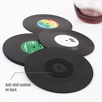 Posavasos con forma de disco de vinilo para música, posavasos de cristal para bebidas, mantel individual, vajilla para el hogar, 6 unidades